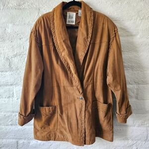 VTG 90'S Western Suede Jacket with shawl collar Whip Stitched Collar and Cuff